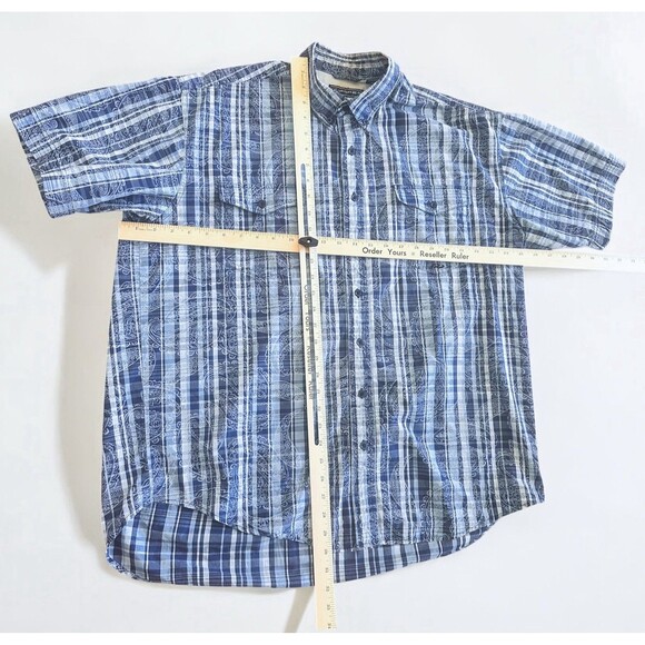 Roper Shirt Mens XL Plaid Blue Paisley Western Button Down Cowboy Southwestern - Picture 8 of 8